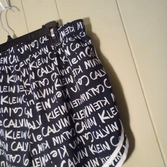 Calvin Klein Shorts Women L Athletic Active Running Spell Out Liner Black White - Picture 12 of 13